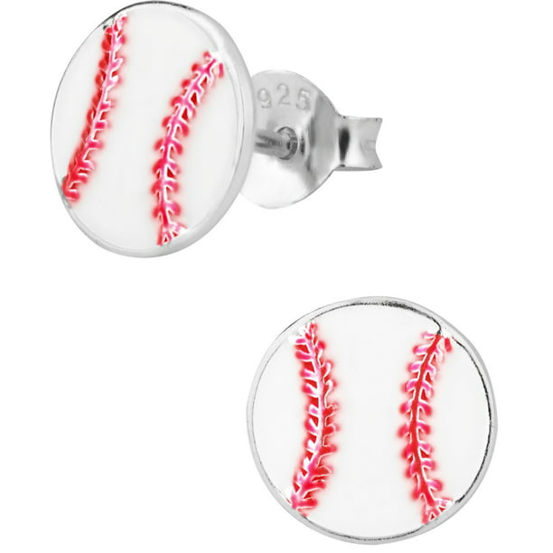 CHOA Basketball Baseball Softball Crystal Enamel Stud Earrings Bling Sport Ball Earring Jewelry for Girls 